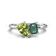 1 - Nadya Pear Shape Peridot & Emerald Shape Lab Created Alexandrite 2 Stone Duo Ring 