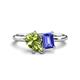 1 - Nadya Pear Shape Peridot & Emerald Shape Tanzanite 2 Stone Duo Ring 