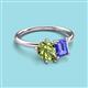 3 - Nadya Pear Shape Peridot & Emerald Shape Tanzanite 2 Stone Duo Ring 
