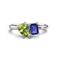 1 - Nadya Pear Shape Peridot & Emerald Shape Iolite 2 Stone Duo Ring 