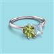 3 - Nadya Pear Shape Peridot & Emerald Shape Aquamarine 2 Stone Duo Ring 
