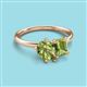 3 - Nadya Pear & Emerald Shape Peridot 2 Stone Duo Ring 