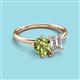 3 - Nadya Pear Shape Peridot & Emerald Shape Forever One Moissanite 2 Stone Duo Ring 
