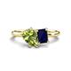 1 - Nadya Pear Shape Peridot & Emerald Shape Blue Sapphire 2 Stone Duo Ring 
