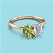 3 - Nadya Pear Shape Peridot & Emerald Shape White Sapphire 2 Stone Duo Ring 
