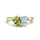 1 - Nadya Pear Shape Peridot & Emerald Shape Aquamarine 2 Stone Duo Ring 