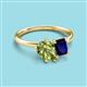 3 - Nadya Pear Shape Peridot & Emerald Shape Blue Sapphire 2 Stone Duo Ring 