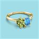 3 - Nadya Pear Shape Peridot & Emerald Shape Blue Topaz 2 Stone Duo Ring 