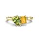 1 - Nadya Pear Shape Peridot & Emerald Shape Citrine 2 Stone Duo Ring 