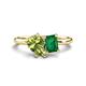 1 - Nadya Pear Shape Peridot & Emerald Shape Emerald 2 Stone Duo Ring 