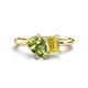 1 - Nadya Pear Shape Peridot & Emerald Shape Yellow Sapphire 2 Stone Duo Ring 