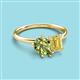 3 - Nadya Pear Shape Peridot & Emerald Shape Yellow Sapphire 2 Stone Duo Ring 
