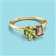 3 - Nadya Pear Shape Peridot & Emerald Shape Smoky Quartz 2 Stone Duo Ring 