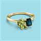 3 - Nadya Pear Shape Peridot & Emerald Shape London Blue Topaz 2 Stone Duo Ring 