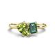 1 - Nadya Pear Shape Peridot & Emerald Shape Lab Created Alexandrite 2 Stone Duo Ring 