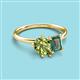 3 - Nadya Pear Shape Peridot & Emerald Shape Lab Created Alexandrite 2 Stone Duo Ring 