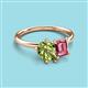 3 - Nadya Pear Shape Peridot & Emerald Shape Pink Tourmaline 2 Stone Duo Ring 