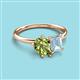 3 - Nadya Pear Shape Peridot & Emerald Shape Aquamarine 2 Stone Duo Ring 