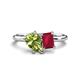 1 - Nadya Pear Shape Peridot & Emerald Shape Ruby 2 Stone Duo Ring 