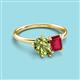 3 - Nadya Pear Shape Peridot & Emerald Shape Ruby 2 Stone Duo Ring 