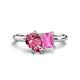 1 - Nadya Pear Shape Pink Tourmaline & Emerald Shape Pink Sapphire 2 Stone Duo Ring 