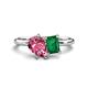 1 - Nadya Pear Shape Pink Tourmaline & Emerald Shape Emerald 2 Stone Duo Ring 