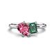 1 - Nadya Pear Shape Pink Tourmaline & Emerald Shape Lab Created Alexandrite 2 Stone Duo Ring 