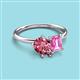 3 - Nadya Pear Shape Pink Tourmaline & Emerald Shape Pink Sapphire 2 Stone Duo Ring 