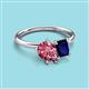 3 - Nadya Pear Shape Pink Tourmaline & Emerald Shape Blue Sapphire 2 Stone Duo Ring 