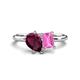 1 - Nadya Pear Shape Rhodolite Garnet & Emerald Shape Pink Sapphire 2 Stone Duo Ring 