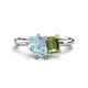 1 - Nadya Pear Shape Aquamarine & Emerald Shape Peridot 2 Stone Duo Ring 