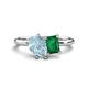 1 - Nadya Pear Shape Aquamarine & Emerald Shape Emerald 2 Stone Duo Ring 