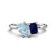 1 - Nadya Pear Shape Aquamarine & Emerald Shape Blue Sapphire 2 Stone Duo Ring 