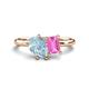 1 - Nadya Pear Shape Aquamarine & Emerald Shape Pink Sapphire 2 Stone Duo Ring 