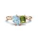 1 - Nadya Pear Shape Aquamarine & Emerald Shape Peridot 2 Stone Duo Ring 