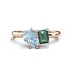 1 - Nadya Pear Shape Aquamarine & Emerald Shape Lab Created Alexandrite 2 Stone Duo Ring 