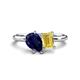 1 - Nadya Pear Shape Lab Created Blue Sapphire & Emerald Shape Yellow Sapphire 2 Stone Duo Ring 