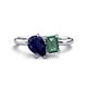 1 - Nadya Pear Shape Lab Created Blue Sapphire & Emerald Shape Lab Created Alexandrite 2 Stone Duo Ring 