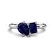 1 - Nadya Pear Shape Lab Created Blue Sapphire & Emerald Shape Blue Sapphire 2 Stone Duo Ring 