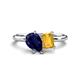 1 - Nadya Pear Shape Lab Created Blue Sapphire & Emerald Shape Citrine 2 Stone Duo Ring 