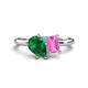 1 - Nadya Pear Shape Lab Created Emerald & Emerald Shape Pink Sapphire 2 Stone Duo Ring 