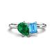 1 - Nadya Pear Shape Lab Created Emerald & Emerald Shape Blue Topaz 2 Stone Duo Ring 