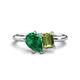 1 - Nadya Pear Shape Lab Created Emerald & Emerald Shape Peridot 2 Stone Duo Ring 