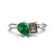1 - Nadya Pear Shape Lab Created Emerald & Emerald Shape Smoky Quartz 2 Stone Duo Ring 