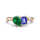 1 - Nadya Pear Shape Lab Created Emerald & Emerald Shape Tanzanite 2 Stone Duo Ring 