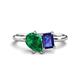 1 - Nadya Pear Shape Lab Created Emerald & Emerald Shape Iolite 2 Stone Duo Ring 