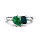 1 - Nadya Pear Shape Lab Created Emerald & Emerald Shape London Blue Topaz 2 Stone Duo Ring 