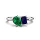 1 - Nadya Pear Shape Lab Created Emerald & Emerald Shape Blue Sapphire 2 Stone Duo Ring 