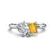 1 - Nadya Pear Shape GIA Certified Diamond & Emerald Shape Citrine 2 Stone Duo Ring 