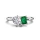 1 - Nadya Pear Shape GIA Certified Diamond & Emerald Shape Emerald 2 Stone Duo Ring 